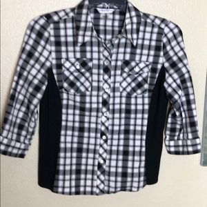 Allison Daley | Petite Button Down Plaid Shirt